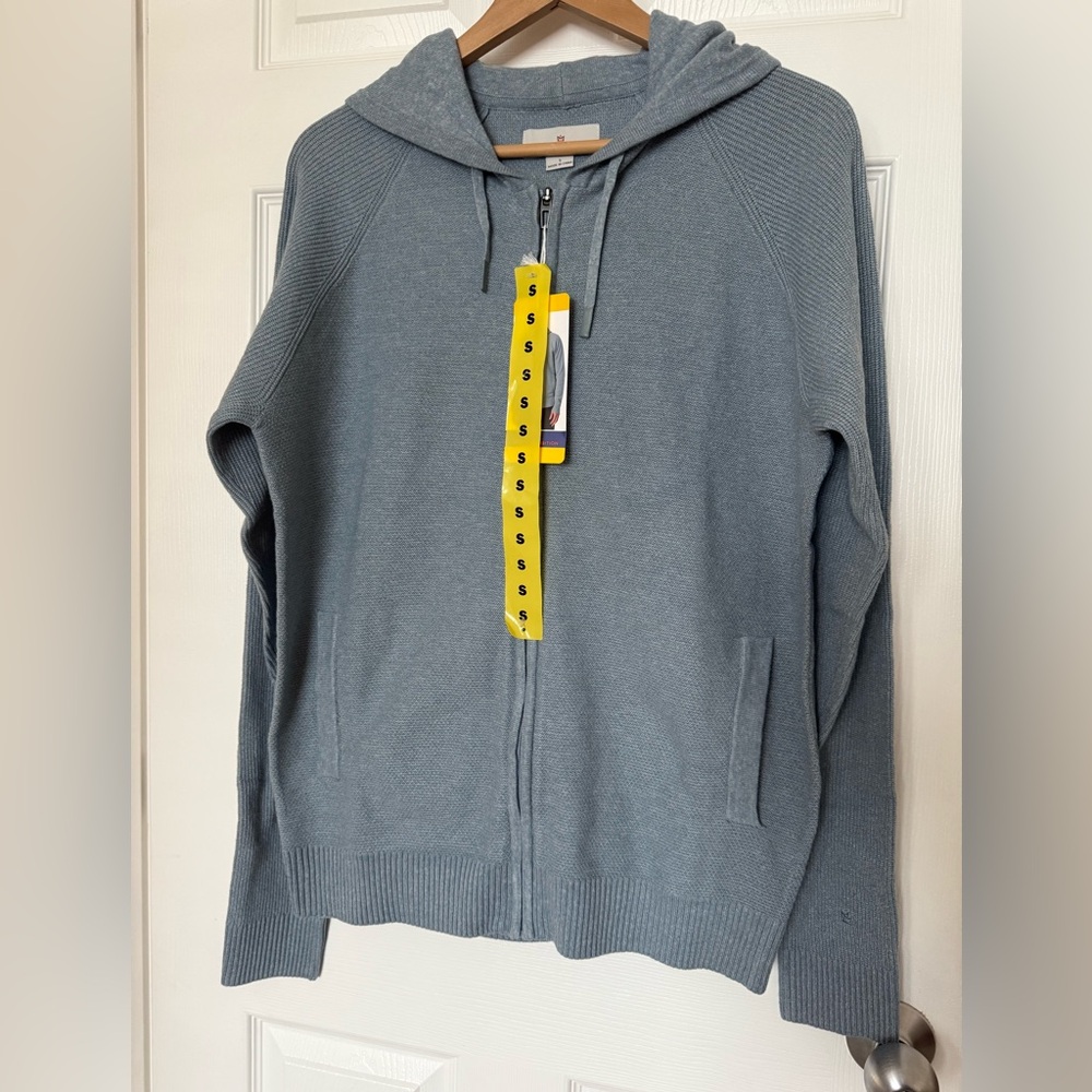 Modern Ambition Light Blue Knit Zip Up Hooded Sweater